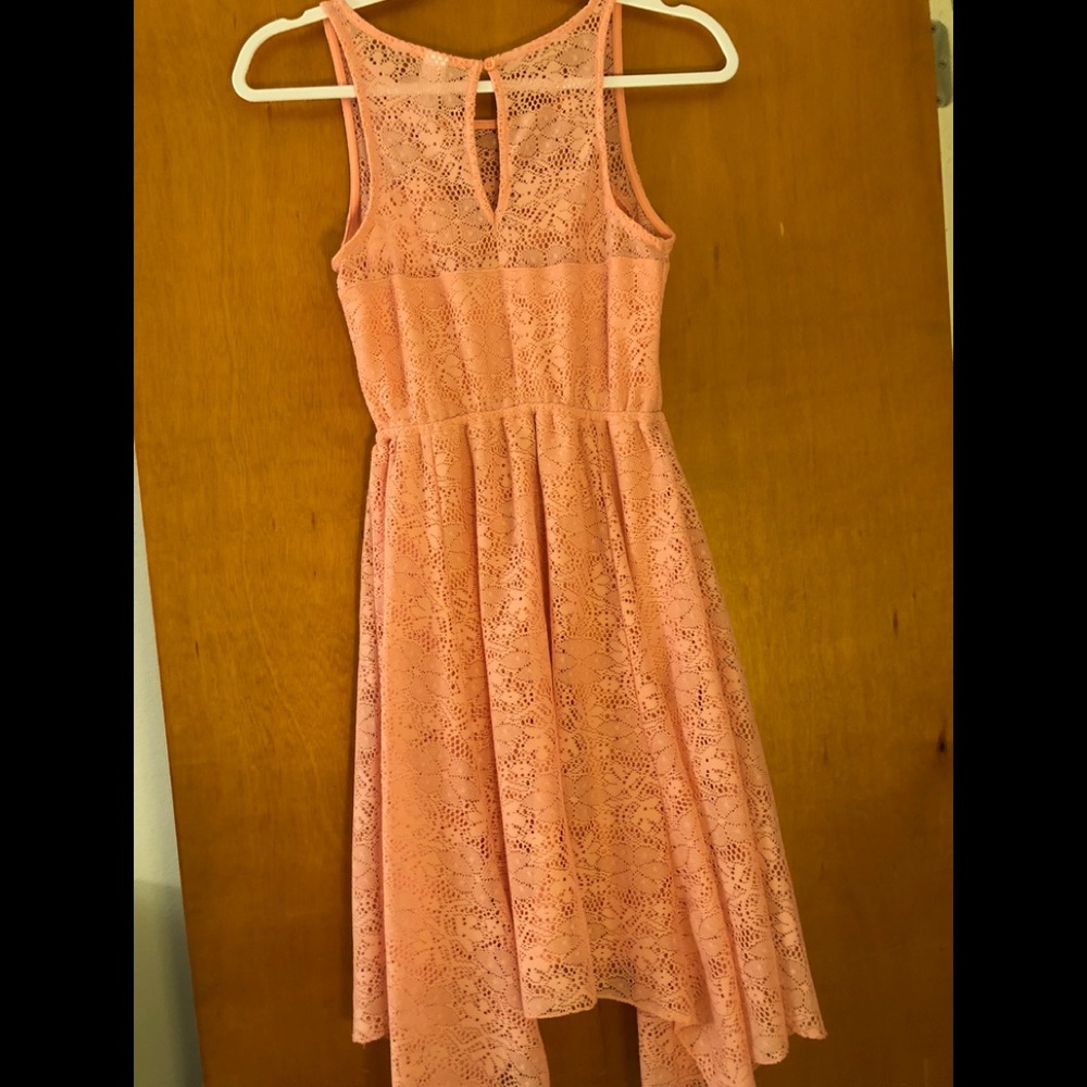 Pink Eyelet Lace Overlay Dress - Picture 2 of 5